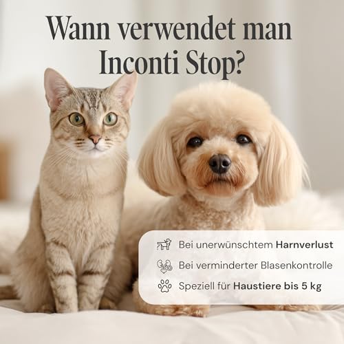Sensipharm Inconti Stop - Inkontinenz & Blasenschwäche bei Katzen, kleinen Hunden, Meerschweinchen & Kaninchen - pflanzliche Blasen- & Harnwegshilfe bei Harnverlust - 90 Tabletten à 250 mg