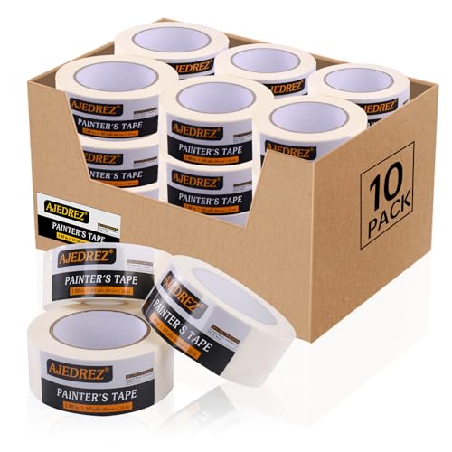 Image of Blue Painters Tape 2 Inch Wide (10 Rolls - 1.88in X 60yds), Wide Masking Tape for General Purpose Wall Painting, Home Improvement Removes Easily Without Leaving Sticky Residue (10 Rolls White)