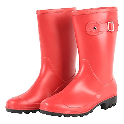 Fubotao Women's Mid Calf Rain Boots Waterproof Fashion Garden Shoes Anti-Slipping Rainboots For Women Comfortable Insole Light Rain Shoes #TOP3