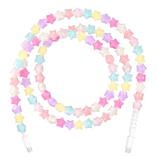 Coolden USB C Cable 3.3FT Type C Charger Fast Charging Cute Stars Beaded Charging Cord for Women Girls 60W USB C to USB C Cable for iPhone 17 16 15 Pro Max,Galaxy S25 S24 Ultra - Colorful