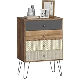 HOMCOM Cómoda 4 Cajones Dormitorio con Patas Acero 60x39x86 cm Multicolor