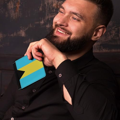 Bahamas Flag Sea Blue Fashionable Single-sided Leather Wallet And Portable Wallet4