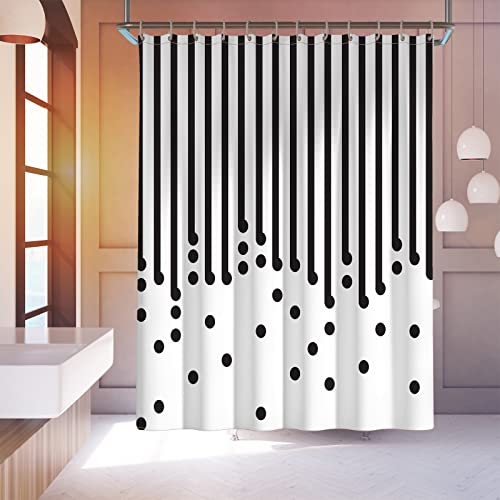Yaxi Black And White Shower Curtain Fabric Shower Curtain For Bathroom Modern Black Striped Shower Curtain Summer Water Repellent In Bath 72X72 Inches Shower Curtains Set With Hooks #TOP1