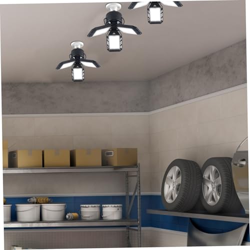 Luces de techo LED para garaje E27 pack de 2 bombillas de 3 paneles ajustables para sótano 4