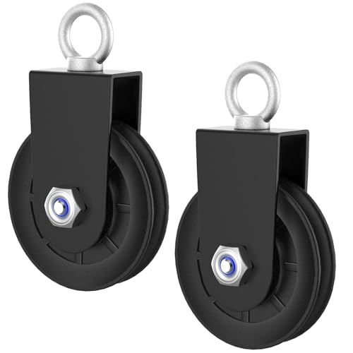 2 Pack Silent Nylon Gym Cable Pulley Wheel for Home DIY Gym Pulley System, Upgraded Heavy-duty bracket, 3.54 in/90 mm Gym Pulley for Maximum 600LBS Load, Compatible with Lat Pulldown& cable exercises
