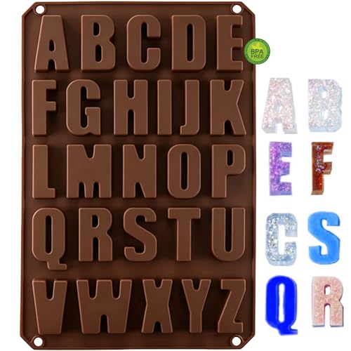 Letter Alphabet Silicone Molds BPA Free Food Grade Non-Stick Easy Release Reusable Baking Molds for Chocolate Cake Ice Tray DIY Cake Decorating Kitchen Baking Tools