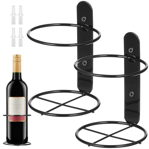 WRITWAA Botellero de Pared Metálico para Vino 2 Piezas Negro, Soporte Colgante para Botellas, Estante Organizador para Cocina y Comedor, Porta Vinos Resistente y Compacto