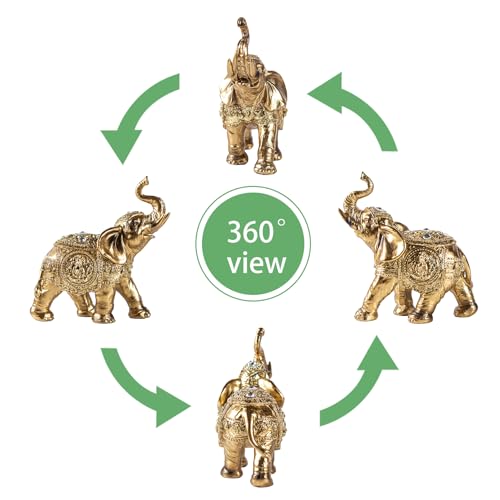 Estatua Decorativa Elefante Dorado en Resina miniatura 4