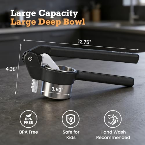 Potato Ricer - Betso Effortless Double-Gear Potato Ricer and Masher - Heavy-Duty Vegetable Press for Perfect Mashed Potatoes, Dishwasher Safe