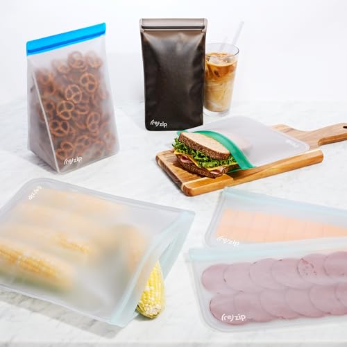 (re) zip 8-piece Reusable Food Storage Bags Gift Kit | BPA-Free, Food Grade, Leakproof, Freezer and Dishwasher Safe, Travel-Friendly | Various Bag Sizes by (re)zip - Image 7