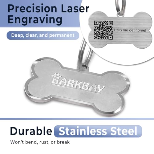 Dog Tags Personalized for Pets,Dog Name Tags QR Code,No Subscription Fees,Modifiable Pet Online Profile,Stainless Steel,No App Required,for Dogs and Cats Small,Medium,Large(Dog Bone,Regular) - Image 5