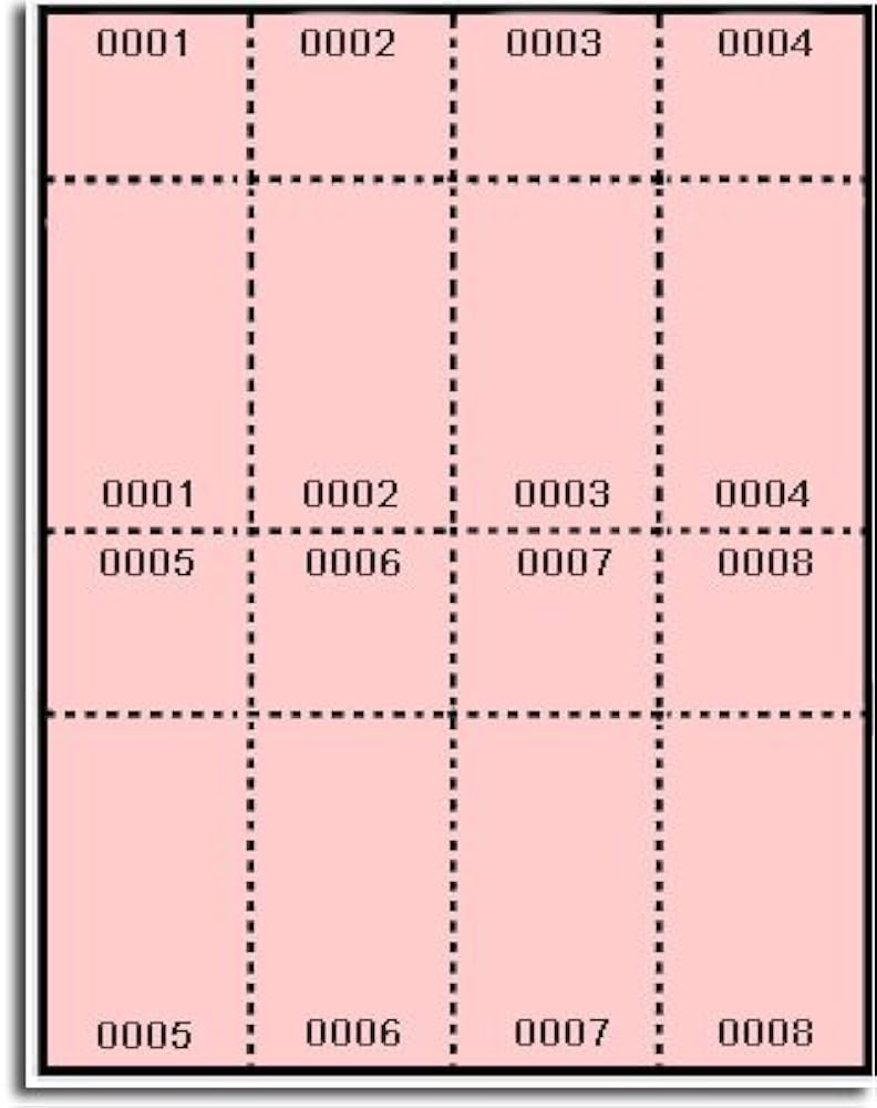 Amazon.com : 400 Label Outfitters® Pink Pre Numbered Raffle and Event Tickets - Laser and Inkjet Printable, 50 Sheets, 8 Numbered Tickets and Stubs per Sheet : Ticket Rolls : Office Products amazon-com-400-label-outfitters-pink-pre-numbered-raffle-and-event-tickets-laser-and-inkjet-printable-50-sheets-8-numbered-tickets-and-stubs-per-sheet-ticket-rolls-office-products
