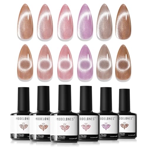 modelones Cat Eye Gel Polish Nail Magnet, 3-in-1 Cat Eye Magnet Pen & Heart-Shaped for Nail Art Tool Cylindrical & Ball &Lightning Circle Cat Eye Magnet for Cateye Gel Polish DIY Salon 5pcs