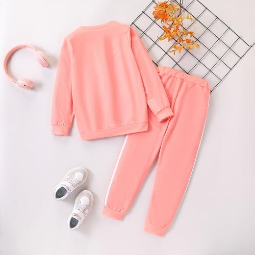Image of Tween Girl's Letter Print Top + Jogger Pants 2 Piece Outfit Set Kids Clothing, Sizes 6-14 Years