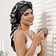 2pcs Bonnet Sleep Cap und 2pcs Haargummi Schwarz , Seidenhaube Zum Schlafen Lange Haare Haar Haube Zum Schlafen Seiden Haarhaube für Die Nacht Seidenhaube Haare Schlafhaube Seide Lange Haare SchüTzen