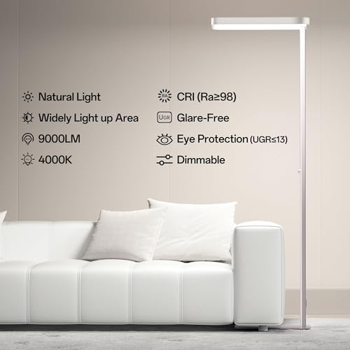 Image of Homelist LH1 Superlight 77'' Floor Lamp, 100W Full-Spectrum Eye-Care Bright Floor Lamp for Reading, Office Work, 9000LM LED Standing Lamp Dimmable, Perfect for Family Living Room, Home Office