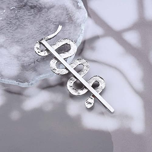 Iaceble Boho Crystal Hair Clip Barrette Metal Serpent Hair Barrette Silver Snake Hairpin Bobby Pin Sparkly Rhinestone Hairpin Clips Hair Accessories For Women And Girl Headdress #TOP4
