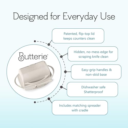 Image of Butterie Flip-Top Butter Dish with Matching Spreader (Ivory)