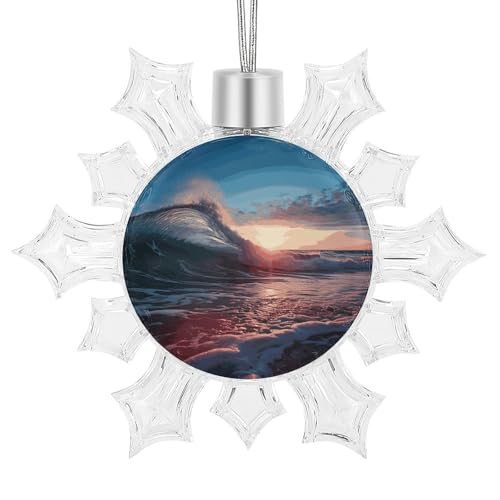 Décoration de Noël 2024 flocon de neige en plastique et aluminium 10,4x8,9 cm