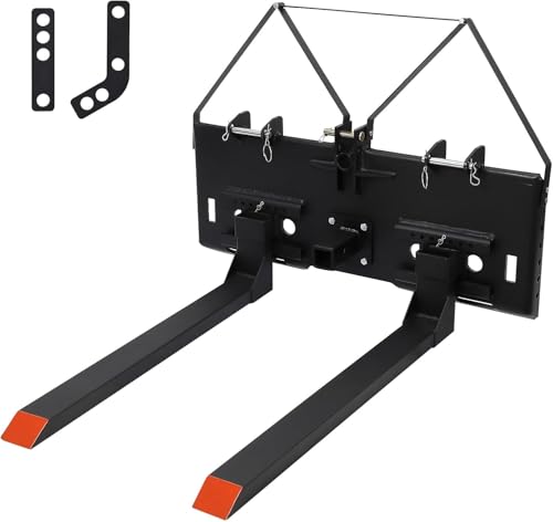 Garvee 48" Skid Steer Pallet Fork Blades, 4000lbs Capacity Skid Steer Attachments with Hitch Ball Compatible with Loaders Tractors