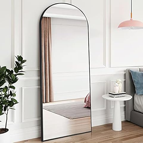 PexFix Full Length Mirror Sleek Arched-Top Standing Floor /Wall Mirror , Leaning Hanging for Home, 65"x22", Black Cover