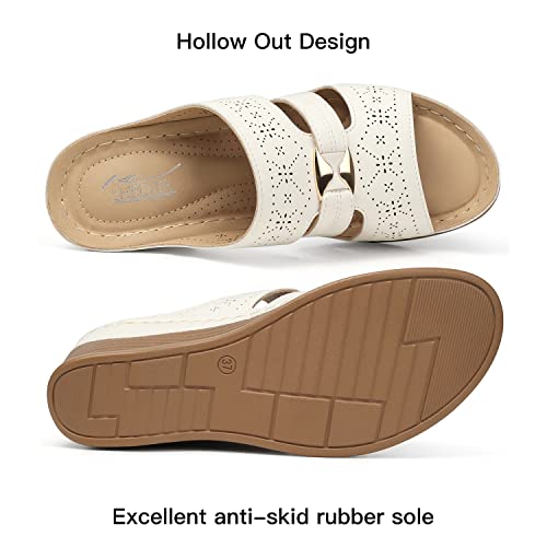 Image of SHIBEVER Wedge Sandals for Women Dressy: Comfortable Slip On Summer Sandal