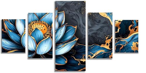 Diamant Painting pour Adulte Mefooge F797 | Anti-stress et Décoration Artisanale Lotus Bleu