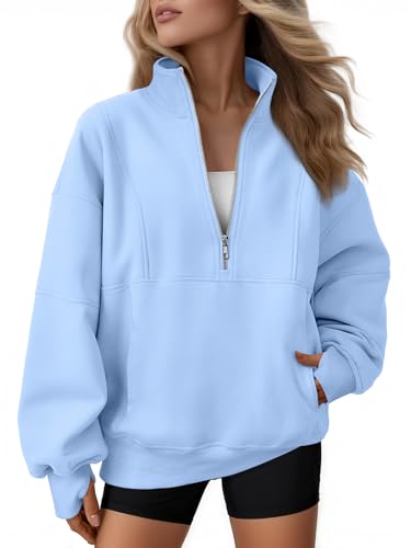 Image of AUTOMET Women's Quarter Zip Oversized Sweatshirt Fleece Mock Neck Pullover