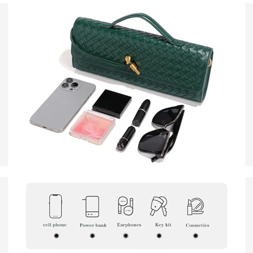 حقيبة يد صغيرة منسوجة للنساء، مناسبة لهدية عيد الأم، لون فضي