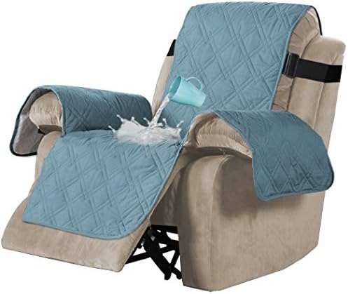 100% Waterproof Recliner Chair Cover Furniture Protectors for Recliners Sofa Cover Slipcovers for Leather Sofa Protect from Pets/Kids with Elastic Strap and Non Slip Backing (Recliner 22", Black)