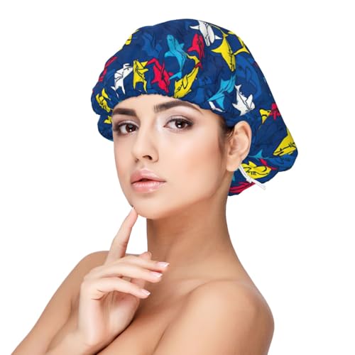 Double Layer Reversible Hair Wrap Satin Sleep Shark Cap Bonnet for Braid Curly Hair Satin Bonnet