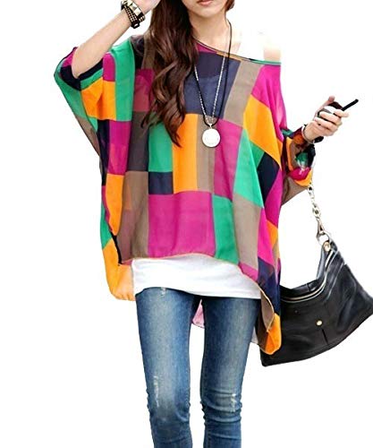 SHAPES Blusa de talle ancho hecho de gasa y con estampado de colores