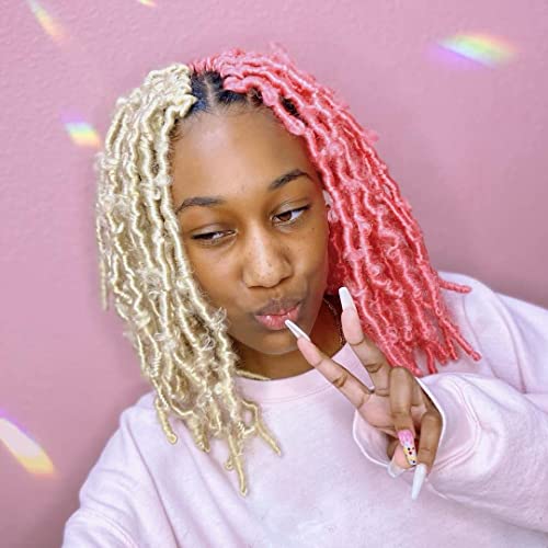 Niseyo Butterfly Locs Crochet Hair 12 inch ombre Pre-looped Distressed Locs Messy Crochet Braids 6 Packs, 613#