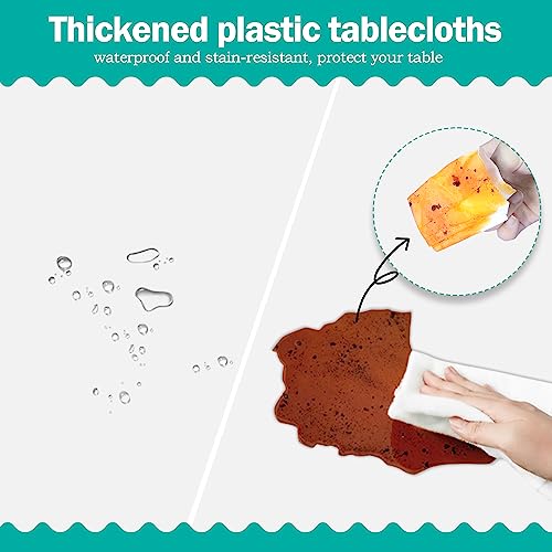 Image of tujol White 6 Pack Plastic Table Cloth 54 inch x 108 inch, Disposable Tablecloths Rectangle Table Cover, Plastic Tablecloths for Parties