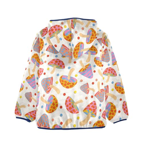Colorful Mushrooms Girls Fleece Jacket Girls Fall Jacket Girls Zip Up Hoodie Girls Sherpa Jacket 2-10T2