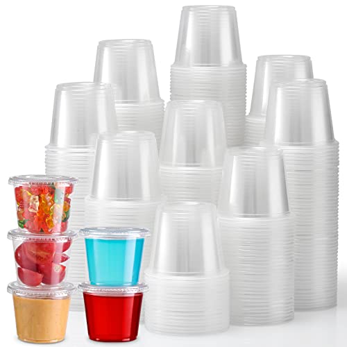 VITEVER [120 Sets - 5.5 oz] Portion Cups With Lids, Small Plastic Containers, Airtight and Stackable Souffle Cups for Jello Shots, Sauce, Condiments, Lunch, Party, Trips by VITEVER - Used condition - US$14.54