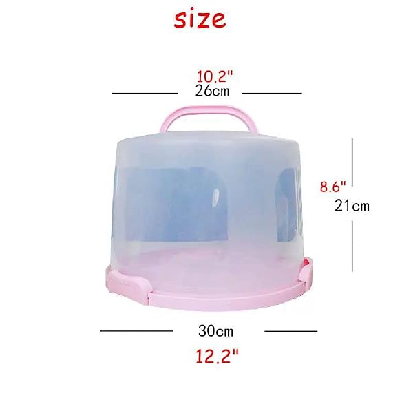 HomDSim Cake Carrier Round Cake Stand Plus Height Cake Container with Cupcakes Pad, Handle, Lid Reusable Package Box for Transporting Desserts,Pie,Toast,Fruit by HomDSim - Used condition - Image 8