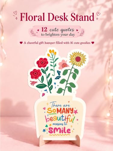 Image of Doodle Magic Moments Gift Hamper for Girls | 16 Cute Goodies with Notebook, Tote Bag, Floral Desk Stand, Stickers, Photo Frame, Scented Candle, Magnets, Key Ring, Pen, Thoughtful Card, Notecards & Chit Pad | Ready-to-Gift Birthday Hamper | Gift Set for Teens, Best Friends & Sisters