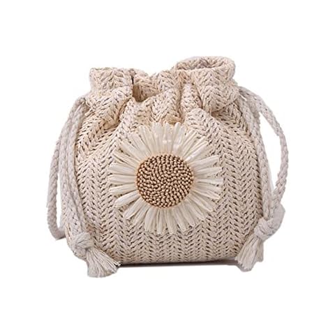 KKYUNDING Straw Beach Bag,Woven Straw Ladies Bag,Bucket Summer Crossbody Bag,for Women Female Messenger Envelope Phone Wallet Travel (Color : A) Cover
