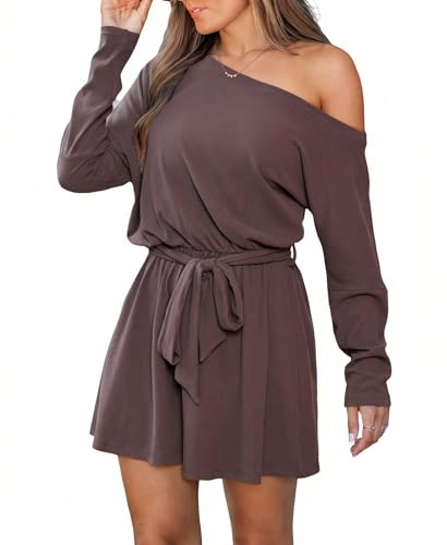 Combinaison asymétrique femme manches longues décontractée avec ceinture solide CUPSHE
