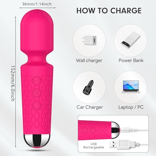 Image of Personal Mini Massager, Handheld Wand Massager - Powerful Vibration Massager - Perfect for Travel Stress Relief, Relieves Back, Legs and Lumbar Muscles (Rose Red)