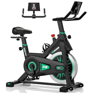[2026 Model] DMASUN Exercise Bike with Large Tablet Holder & LCD Display, Quiet Indoor Cycling Bike for Home Training Cardio with Heavier Flywheel, 0-100% Resistance Spin Bike with 350LBs Capacity