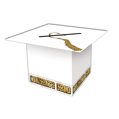Grad Cap Card Box (blanco) Party Accessory (1 count) (1/Pkg)
