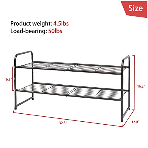 Sufauy 2-Tier Shoe Rack, Stackable Shoe Shelf Storage Organizer For Entryway Closet, Extra Large Capacity, Wire Grid, Bronze #TOP2