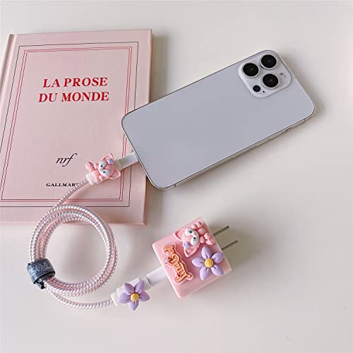 Image of DIY Cable Protector Charger Wire Saver - Data Cable 18W /20W USB-C Charger Line Protector-Compatible with iPhone 14 13 12 11 Pro Max (Pink Bell)