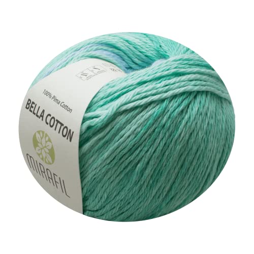 3 Pack Mirafil Bella Cotton, Variegated Colors, 100% Pima Cotton Yarn 50 G (1.76 Oz) / 85 M (92 Yd), Yarn Weight: 4 : Worsted-Aran (Multicolored) #TOP7