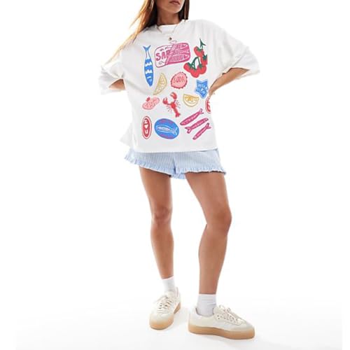 Women Y2k Oversized Summer Tops Cute Fruit Loose Fit Vintage T Shirts Crew Neck Aesthetic Graphic Short Sleeve4