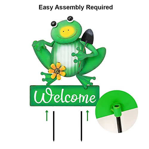 Yeahome Metal Frog Welcome Sign Garden Stakes, Outdoor Garden Decor For Outside Yard Art Spring Decor, Backyard Lawn Patio Decorations Garden Statues Farmhouse Rustic Decor For Backyard #TOP3