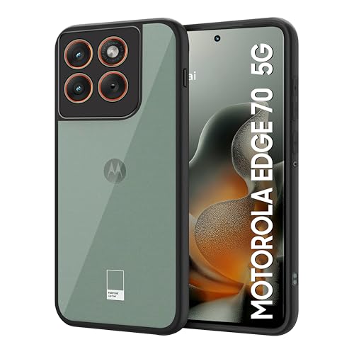 Image of CEDO Backcover for Motorola Moto Edge 70 (5G) | Camera Protection Bump Shockproof Edge | Ultra Hybrid Transparent Acrylic Clear TPU+PC Hard Backcase Cover (Black)