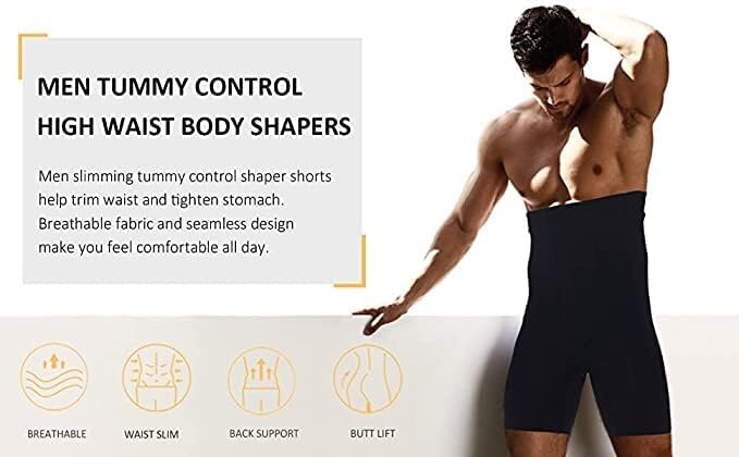 Image of KROYWEN Modal Men Tummy Control Seamless Shorts High Waist Slimming Underwear Body Shaper Belly Girdle Boxer Stomach Fitness for Exercise & Workout Briefs Black| Tummy Control Body Shaper | Free Size